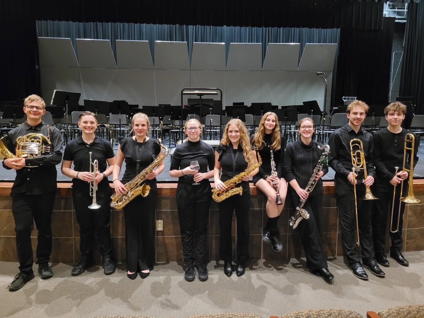 The jazz band lined up after a show.